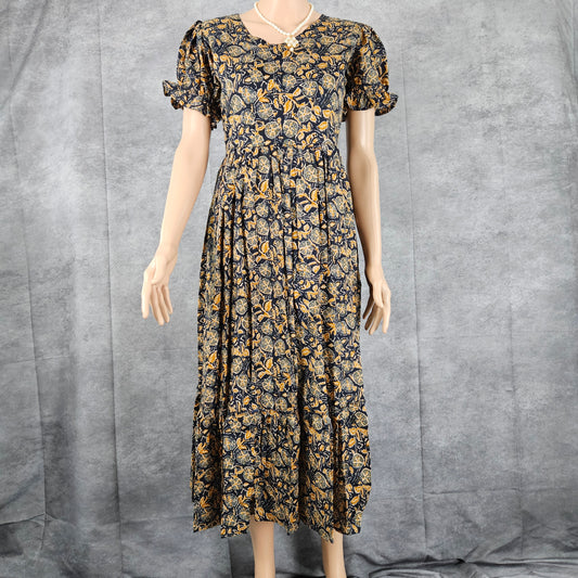 Star Command Blue- Beige Ajrakh Frock