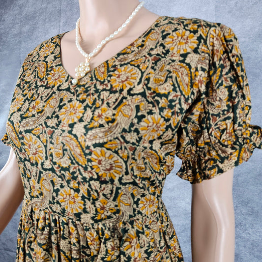 Hunter Green Ajrakh Frock