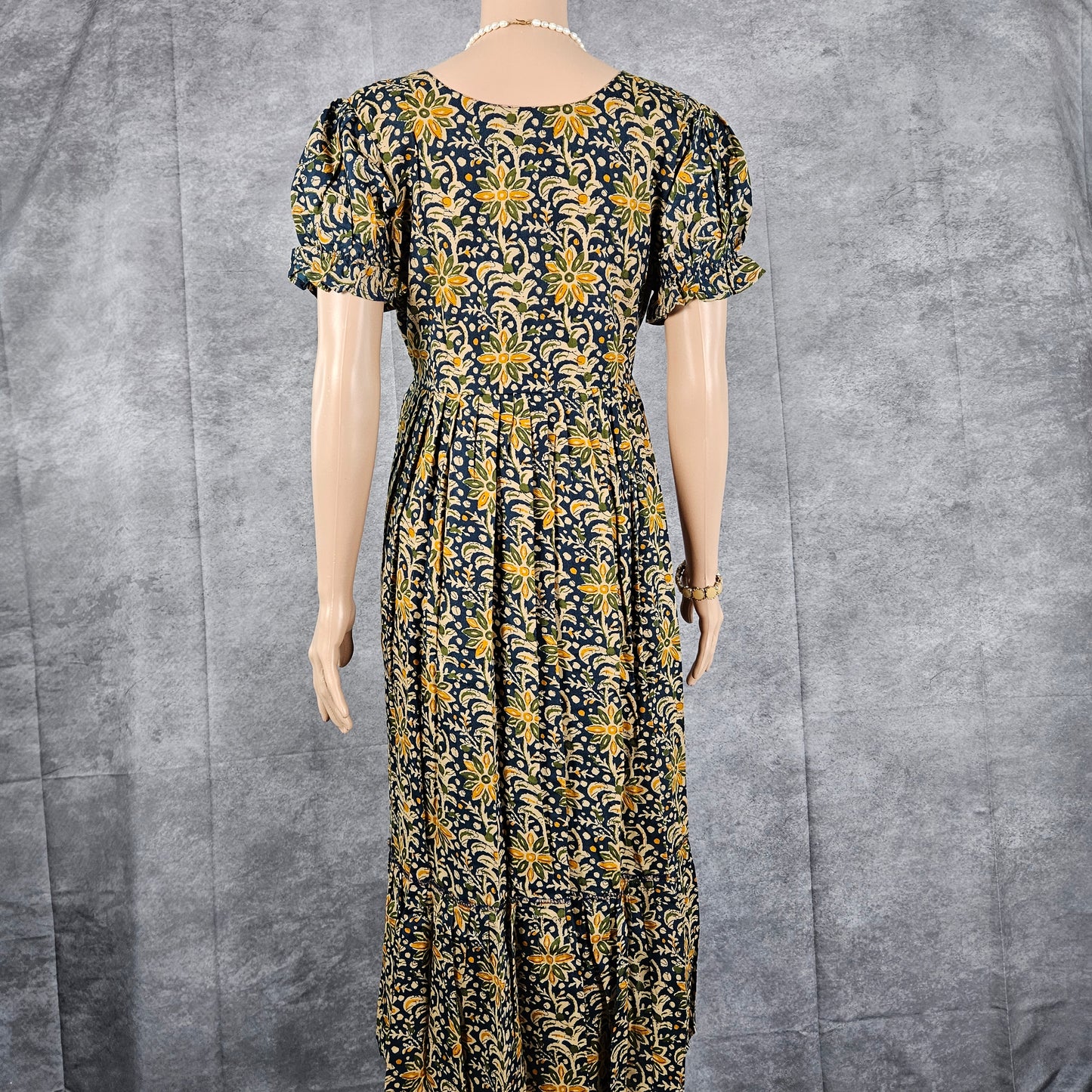Vivid Blue - Yellow Ajrakh Frock