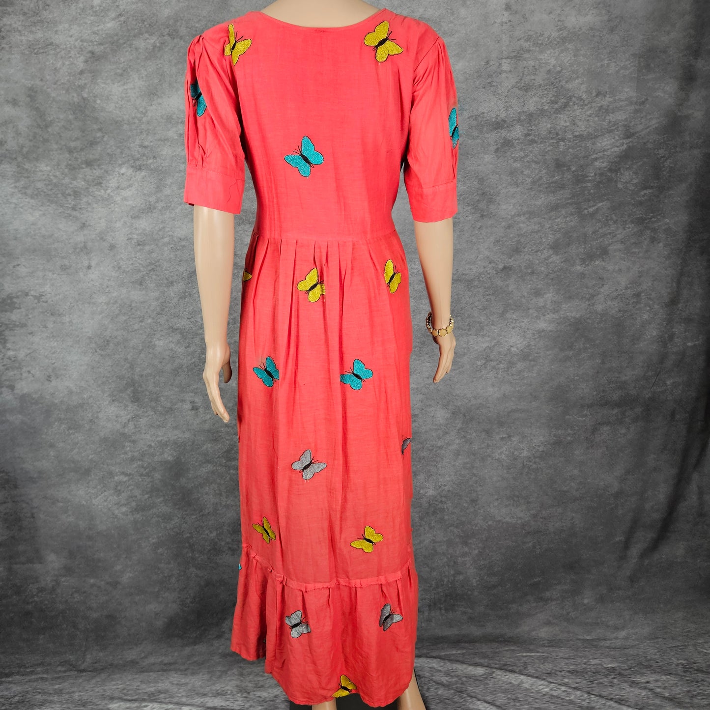 Peach Cotton Swallowtail Butterfly Frock