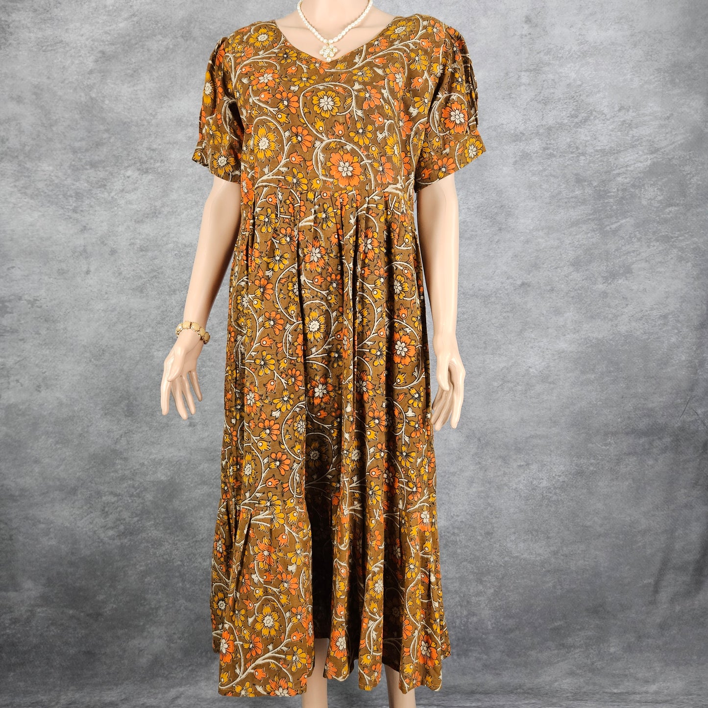 Sepia Brown Kalamkari Frock