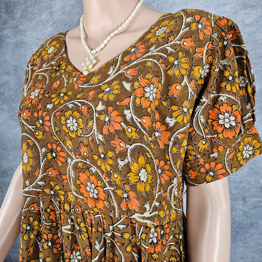 Sepia Brown Kalamkari Frock