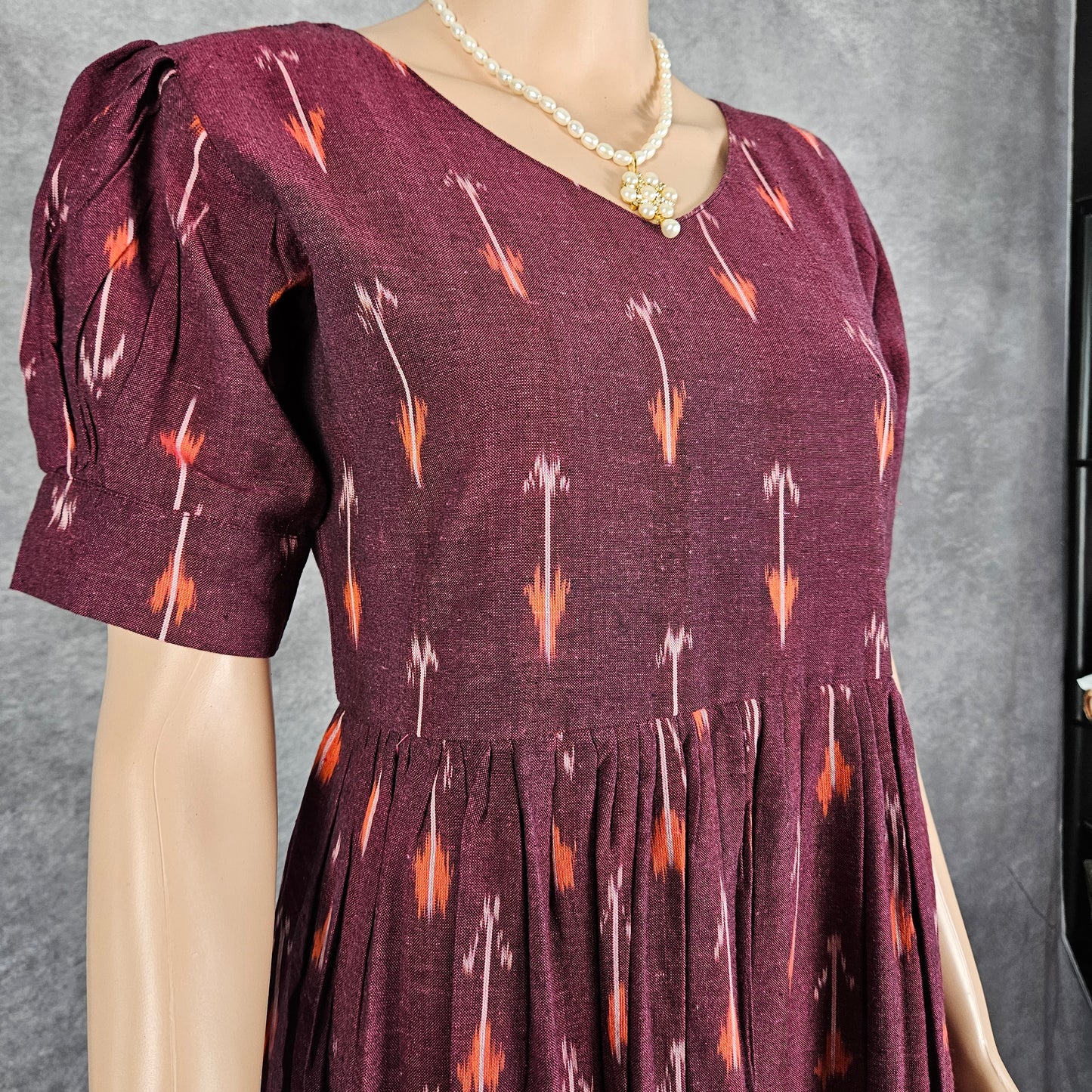 Merlot Red Ikkat Frock