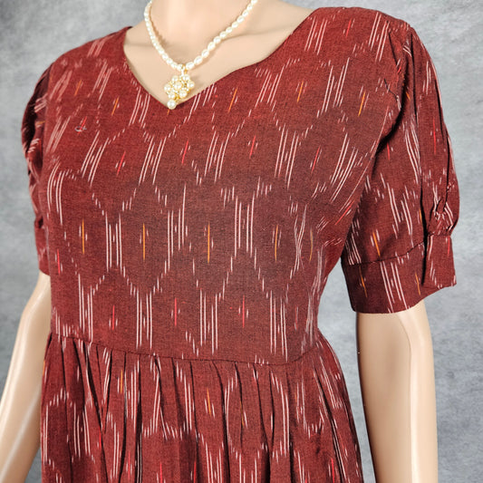 Currant Diamond Ikkat Frock