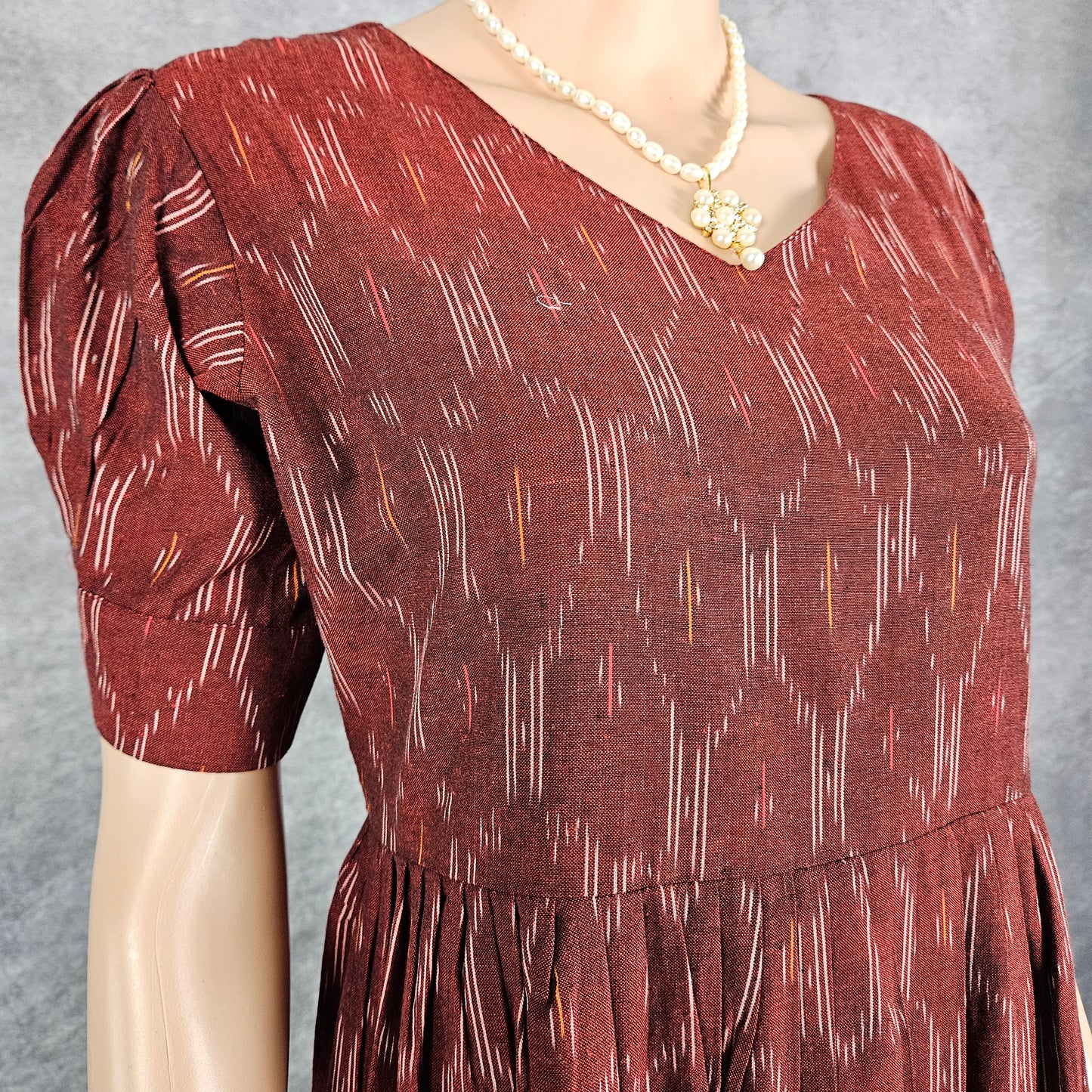 Currant Diamond Ikkat Frock