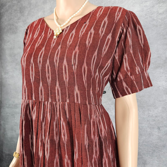 Garmet Red Ikkat Frock