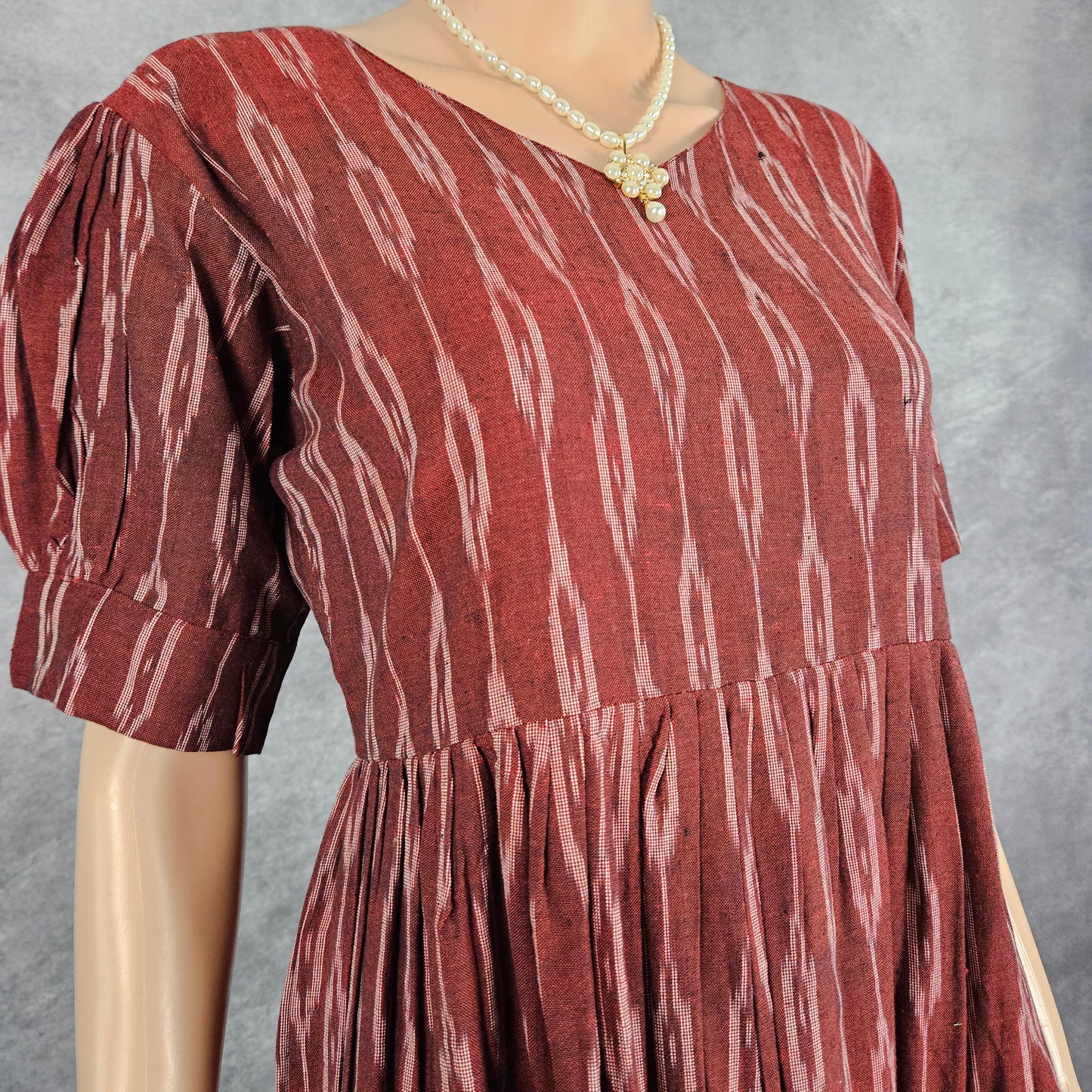 Garmet Red Ikkat Frock