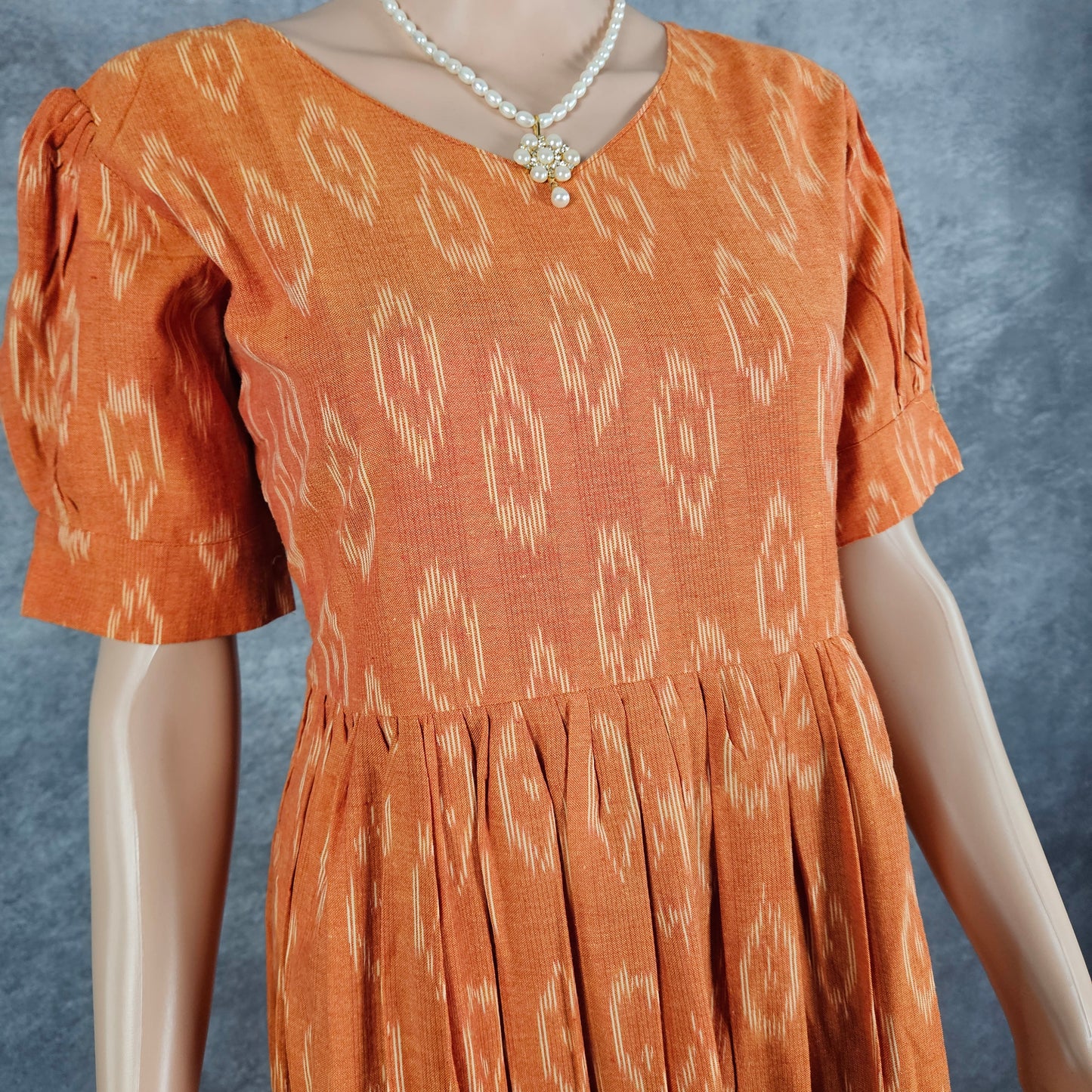 Sandstone Orange Ikkat Frock