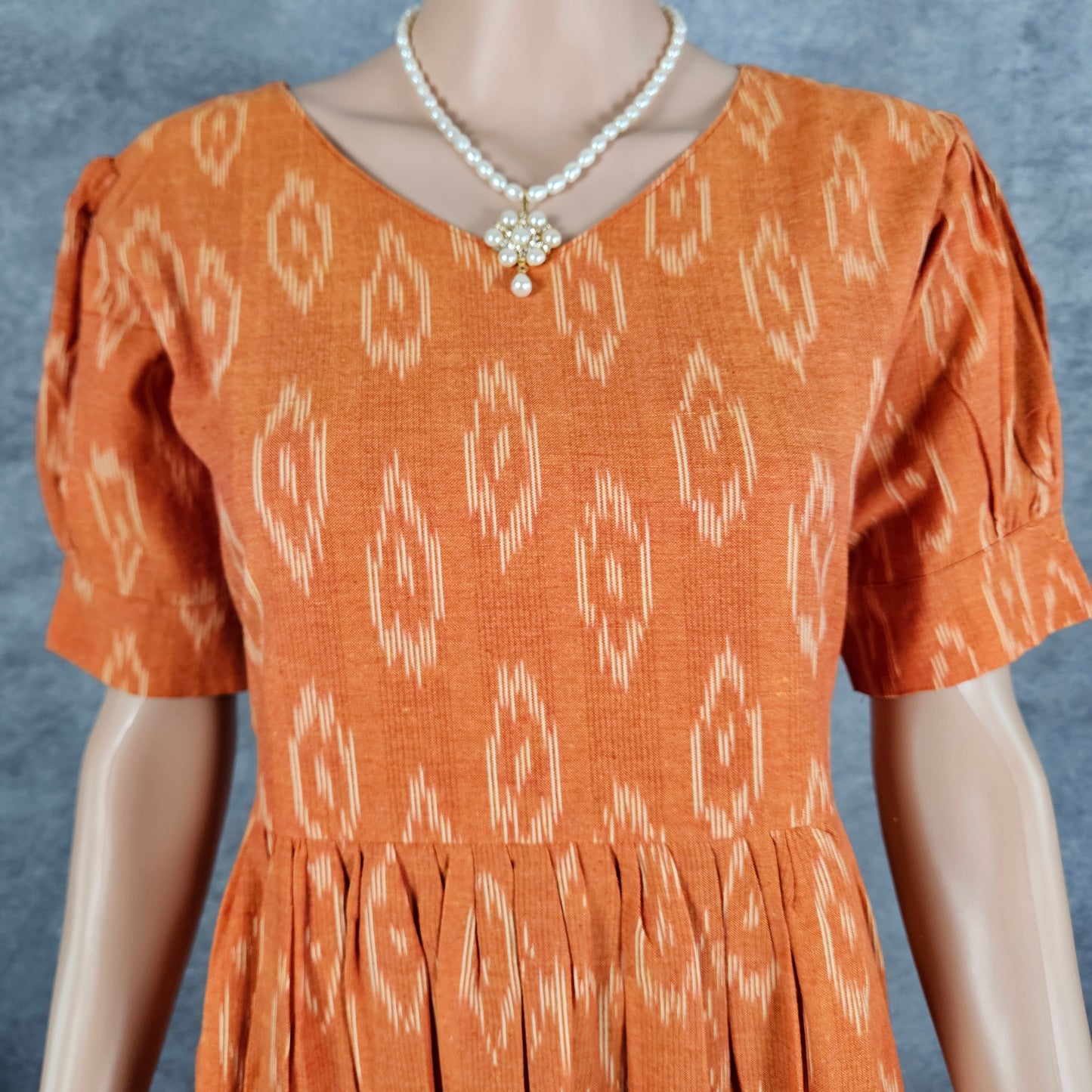 Sandstone Orange Ikkat Frock