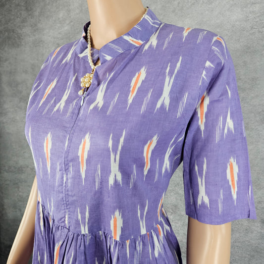 Amethyst Purple Ikkat Frock