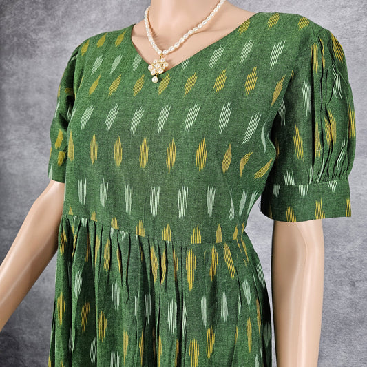 Viridian Green Ikkat Frock