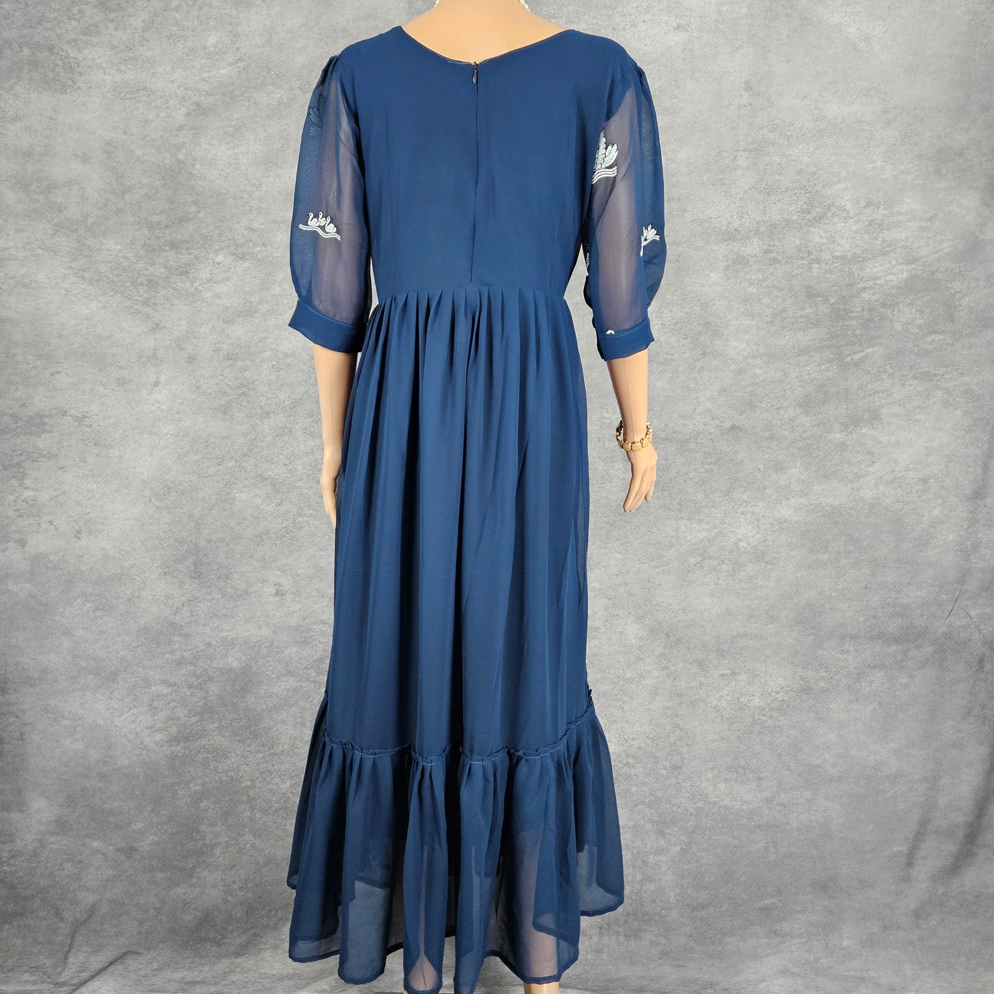 Navy Blue Swan Georgette Frock