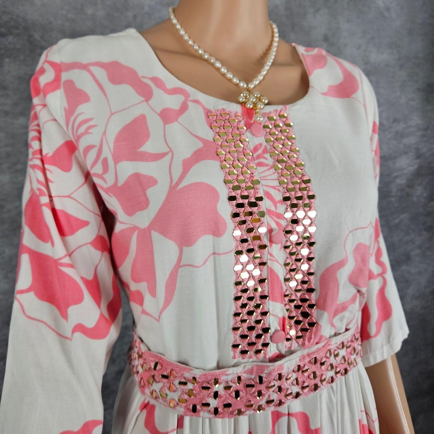 Flamingo White Long Frock