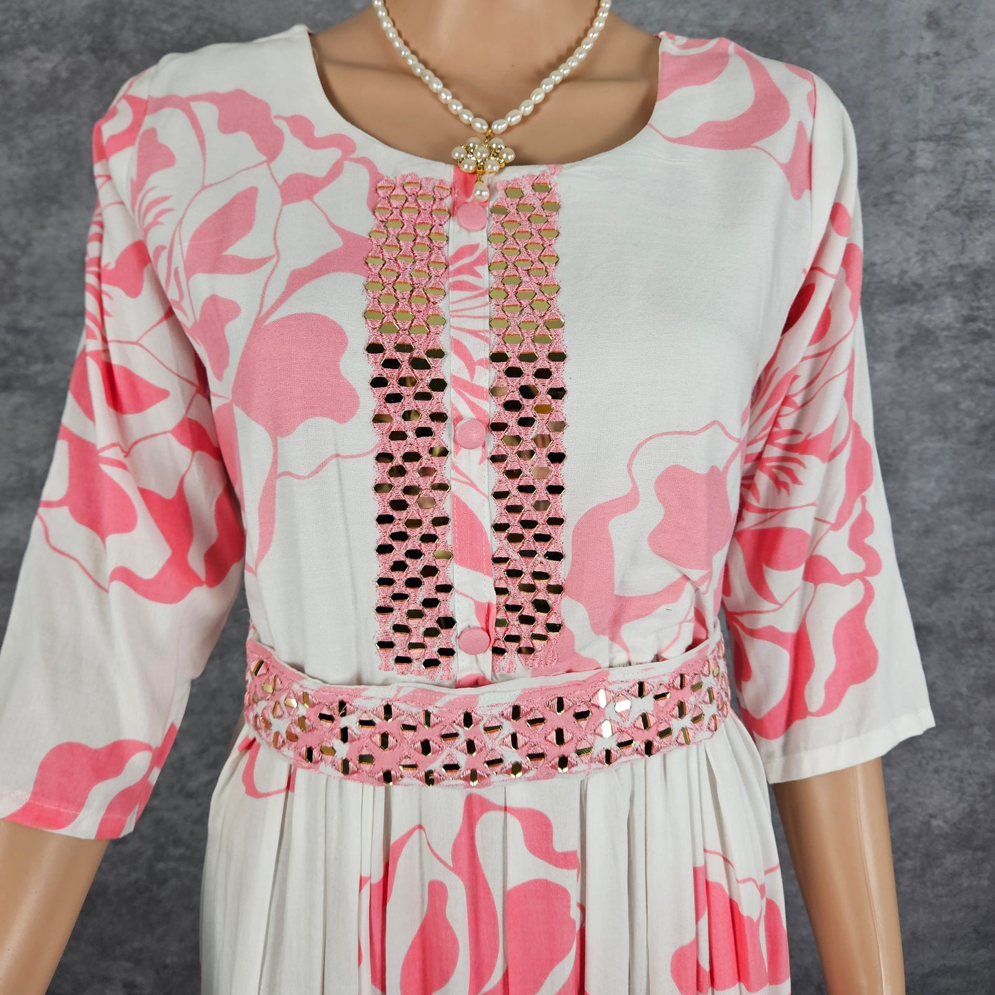Flamingo White Long Frock