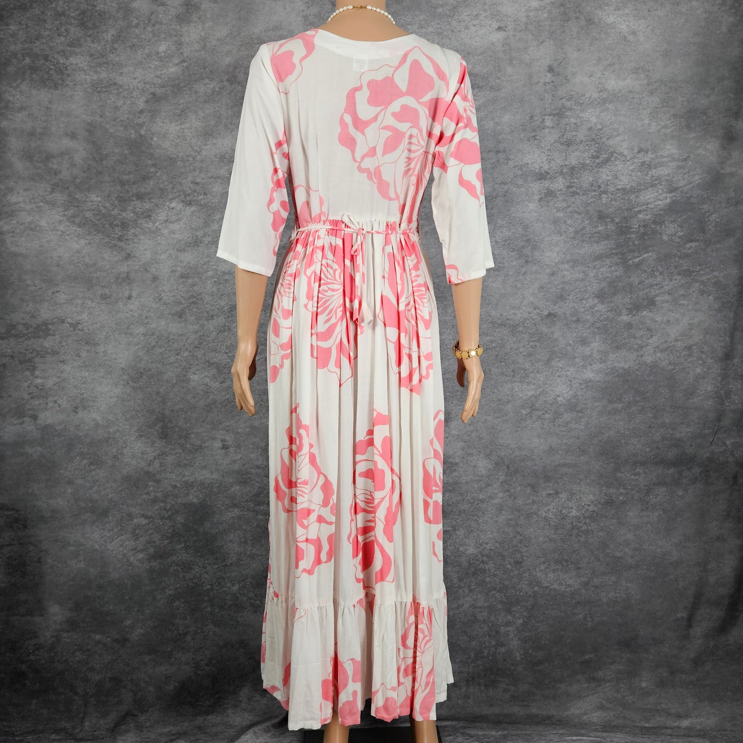 Flamingo White Long Frock
