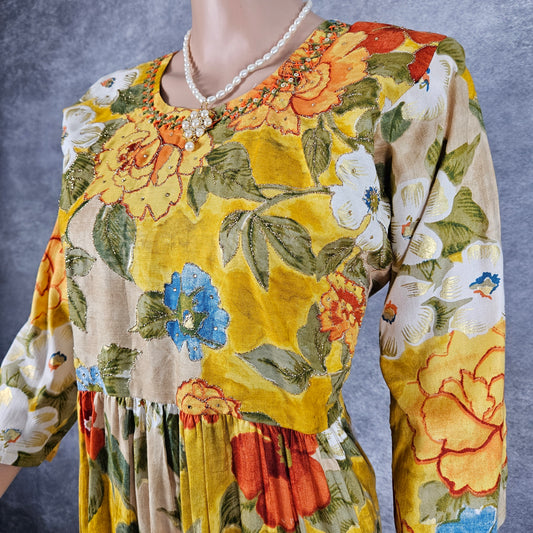 Pineapple Floral Long Frock