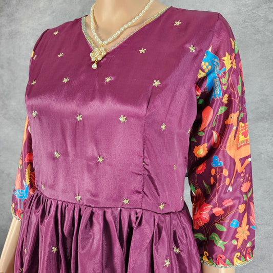 Byzantine Purple Deer Long Frock