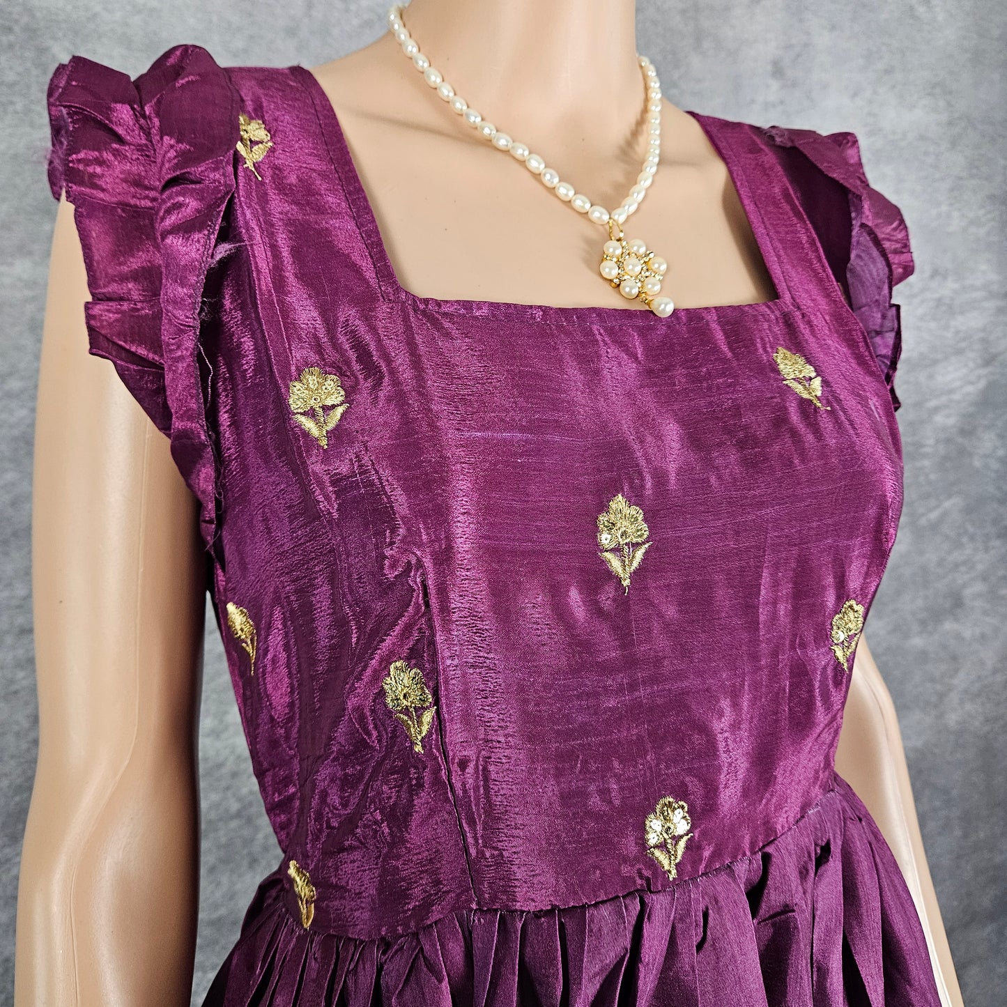 Orchid Purple Chinnon Shortsleeve Long Frock