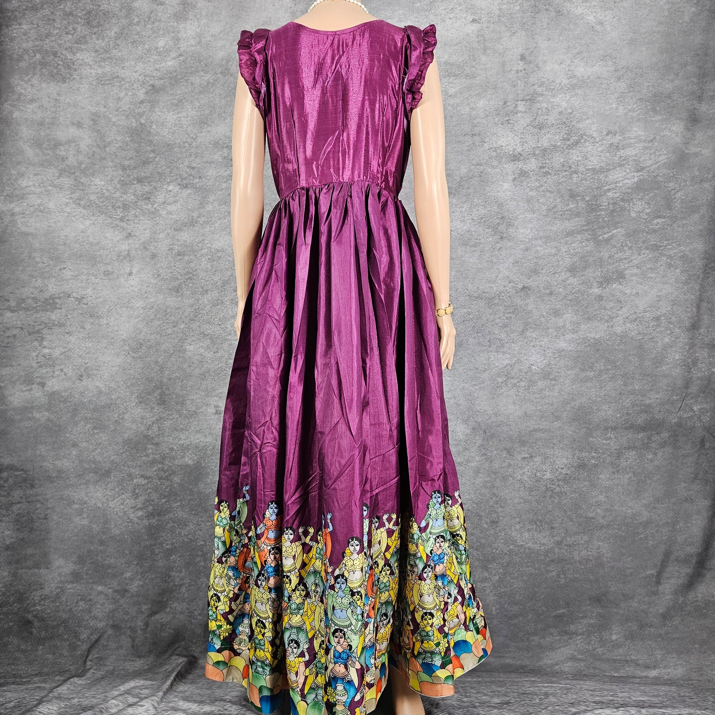 Orchid Purple Chinnon Shortsleeve Long Frock