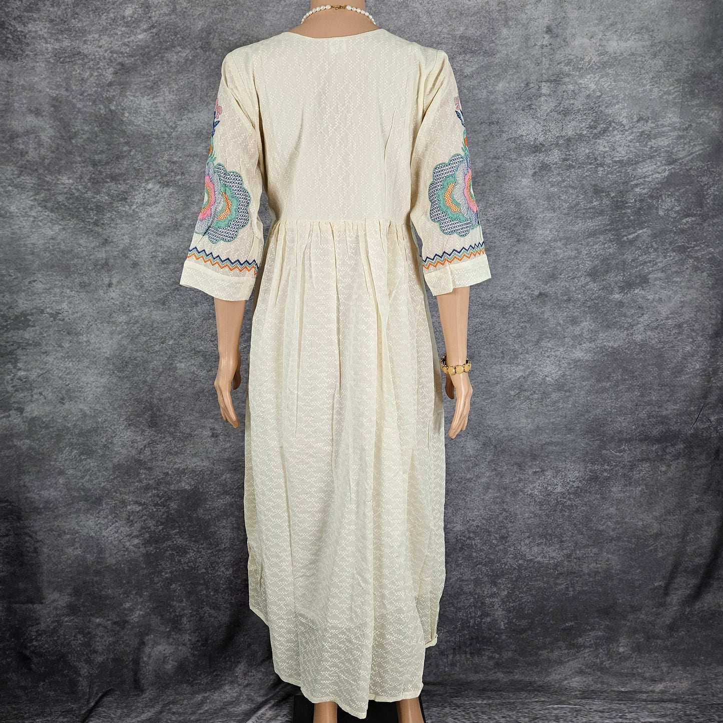 Frost White Embroidery Long Frock
