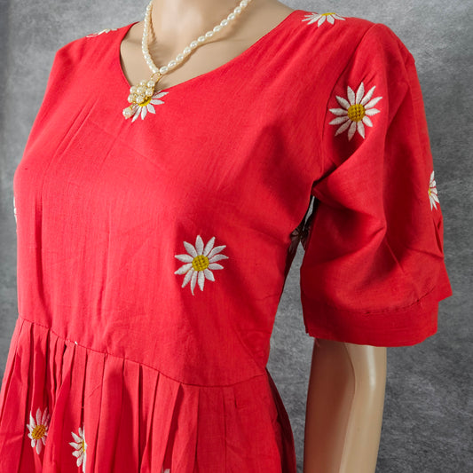Red Daisy Cotton Frock