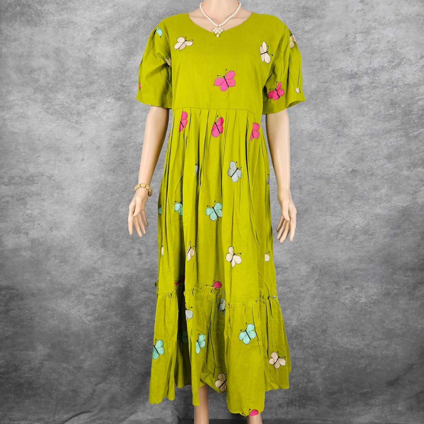 Parrot Green Butterfly Frock