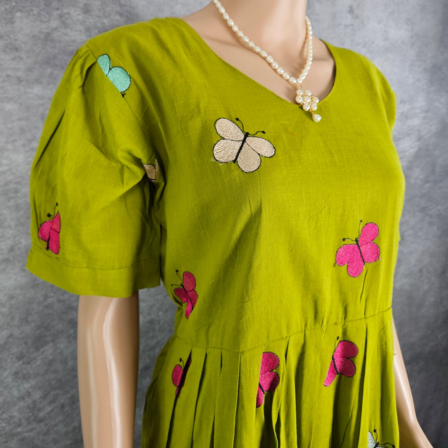 Parrot Green Butterfly Frock