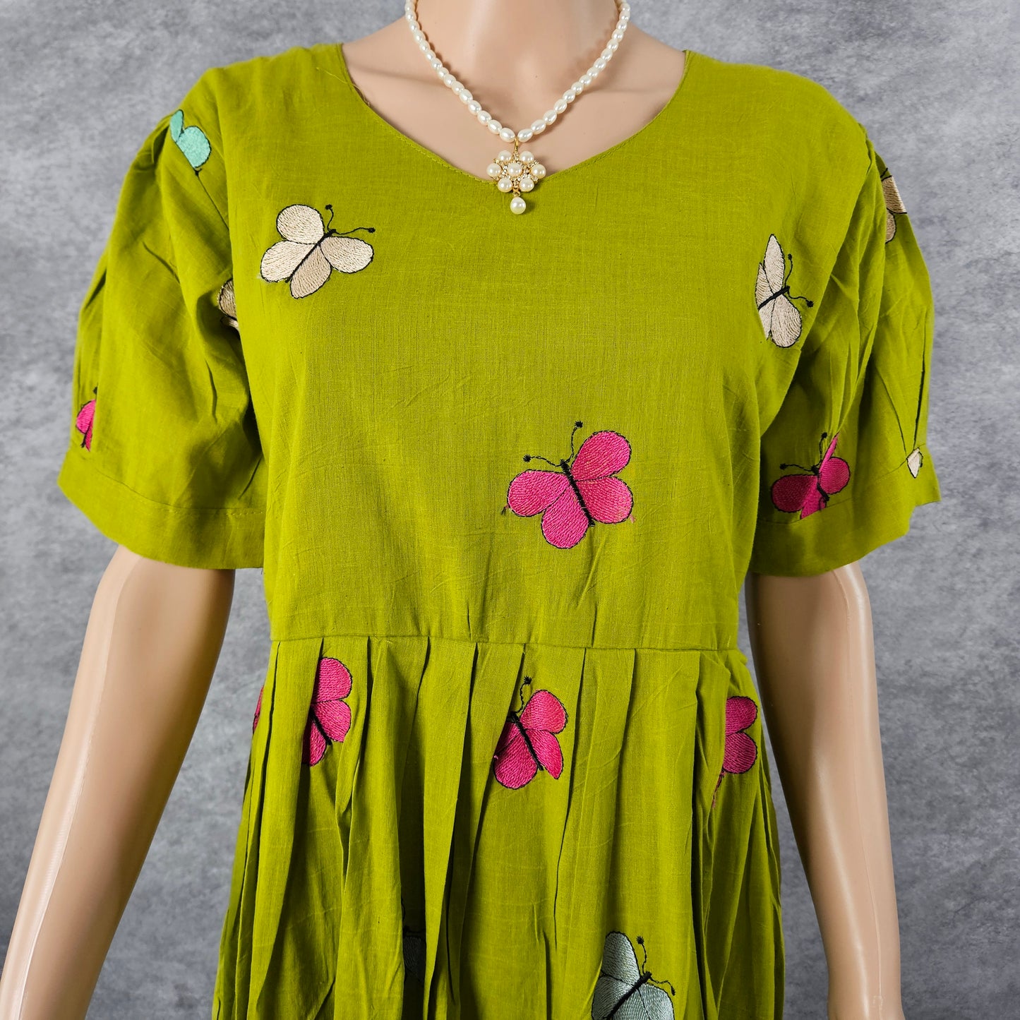 Parrot Green Butterfly Frock