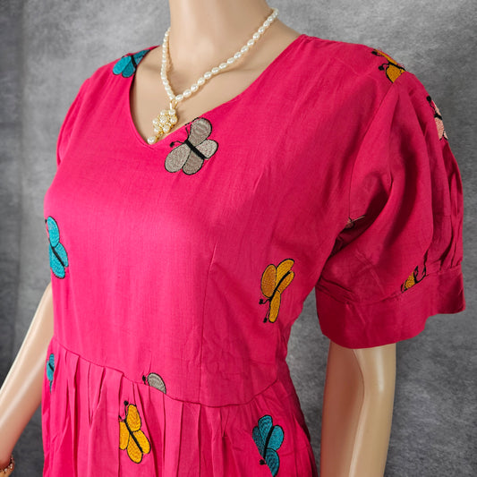Dark Pink Butterfly Frock