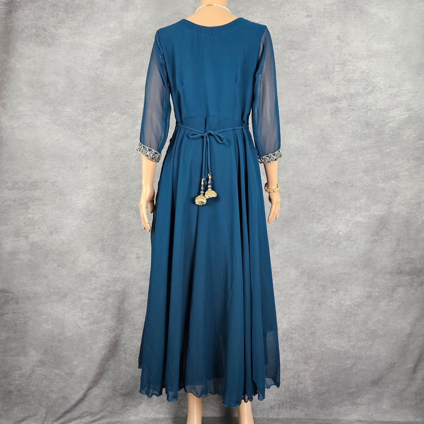 Krishna Blue Georgette Cutdana Frock
