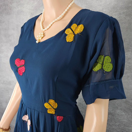Navy Blue Georgette Butterfly Frock
