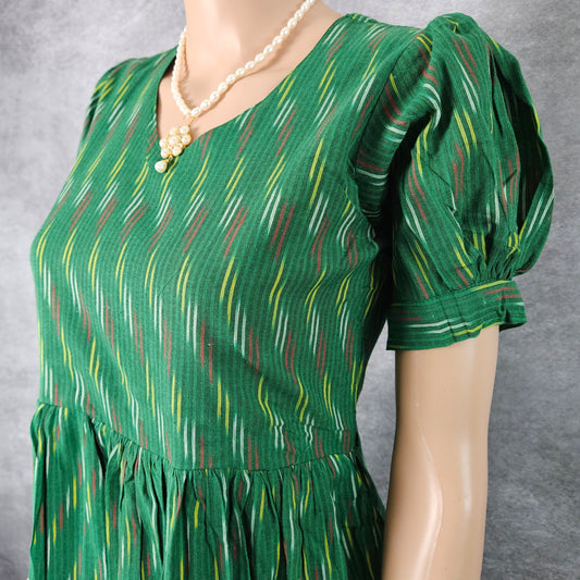 Dark Green Ikkat Frock