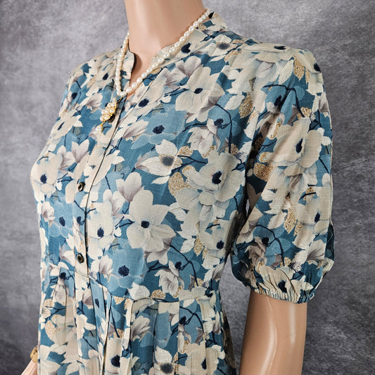 Bluish Grey Floral Frock