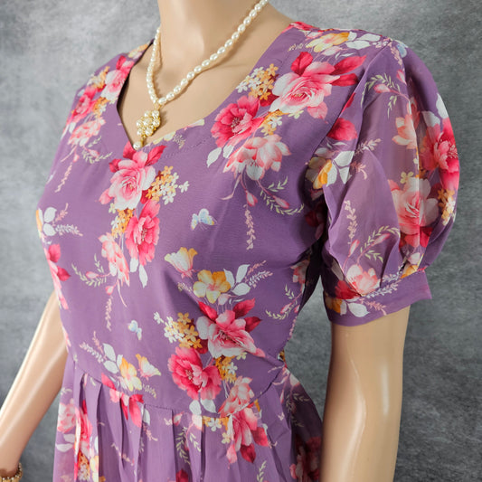 Light Purple Floral Georgette Frock
