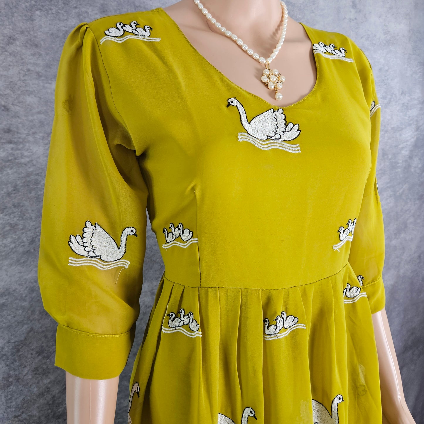 Mehendi Green Swan Georgette Frock