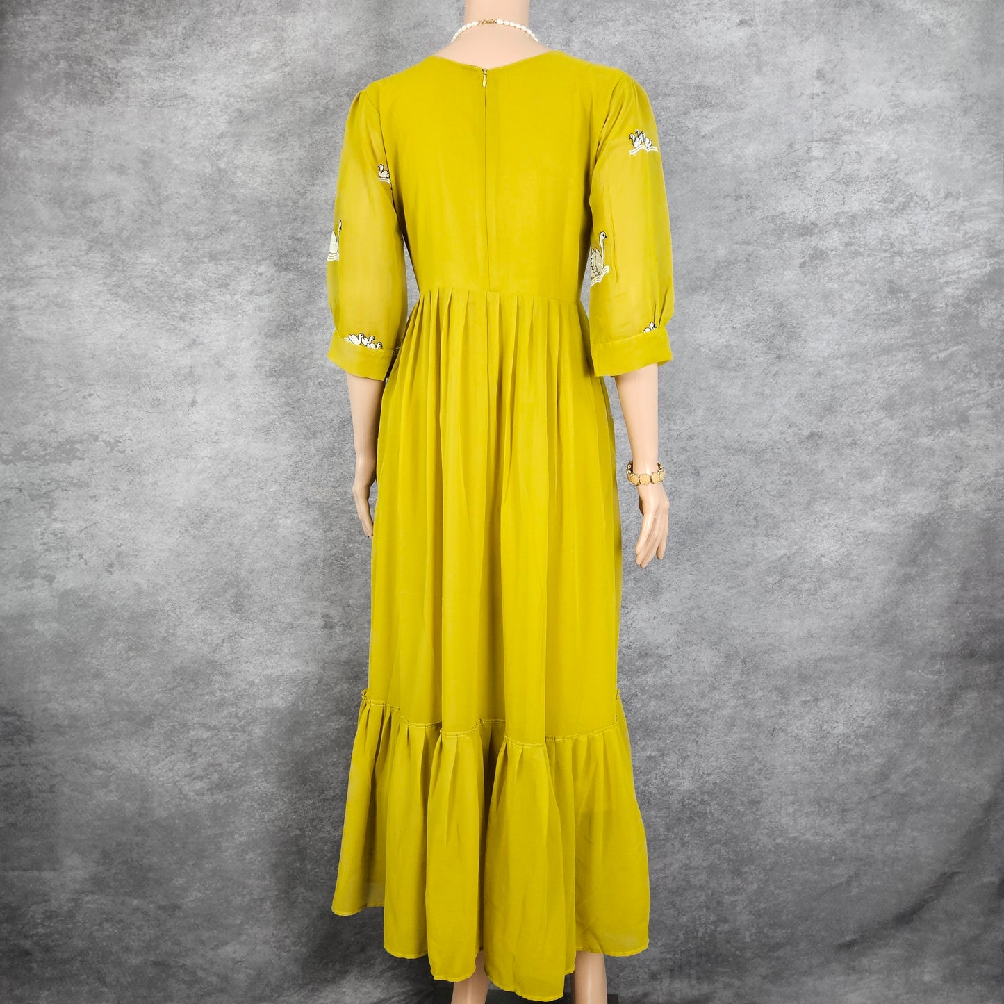 Mehendi Green Swan Georgette Frock