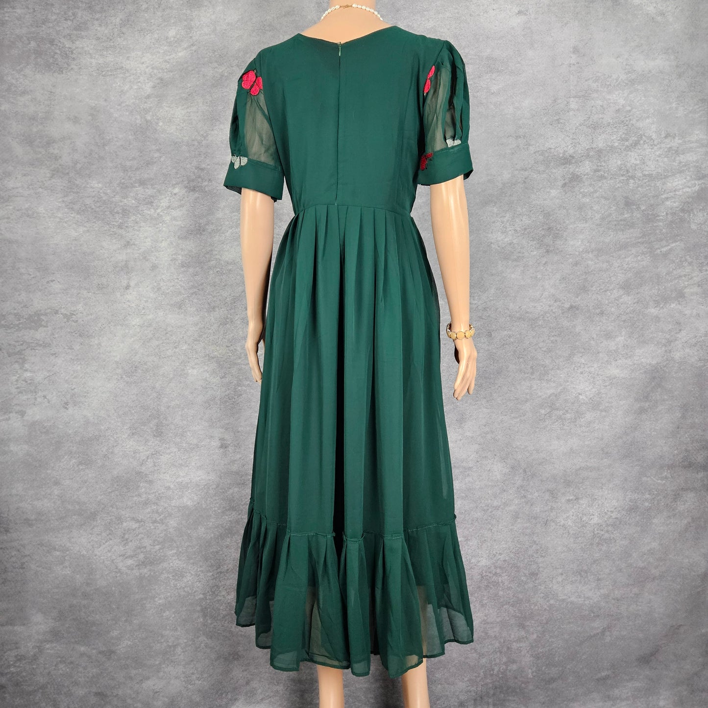 Green Georgette Butterfly Frock