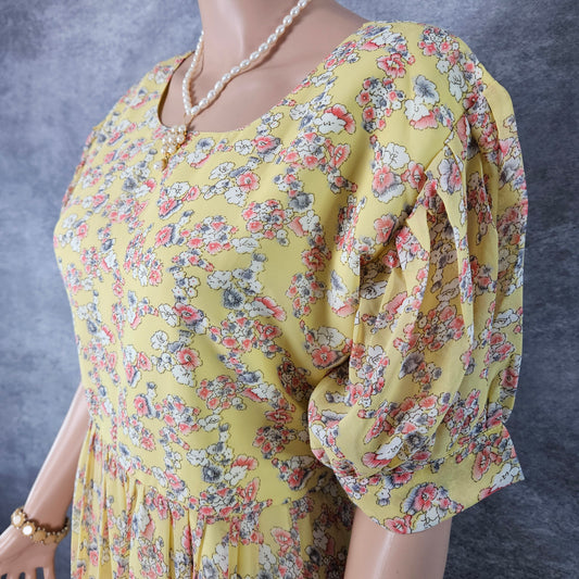 Light Yellow Floral Georgette Frock