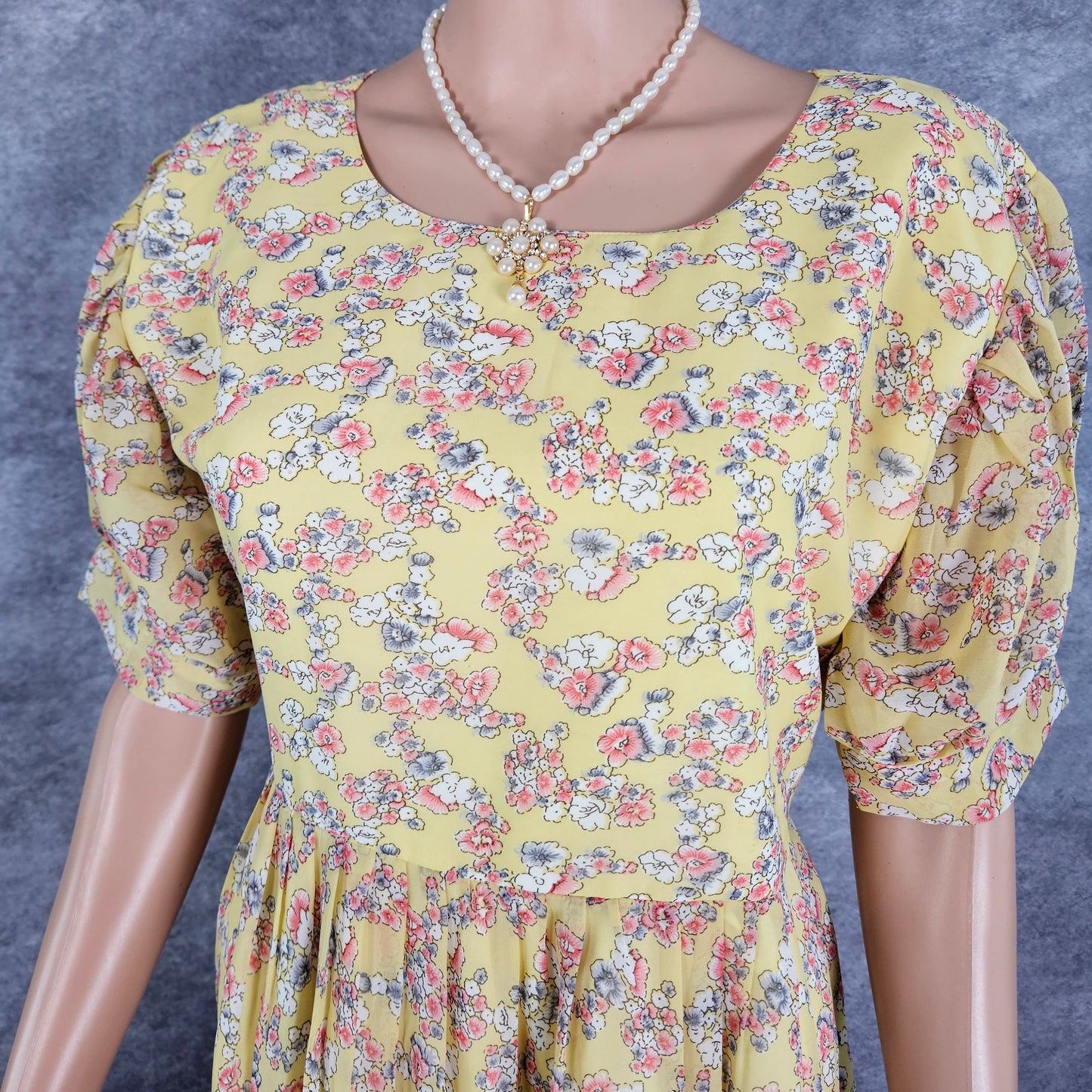 Light Yellow Floral Georgette Frock