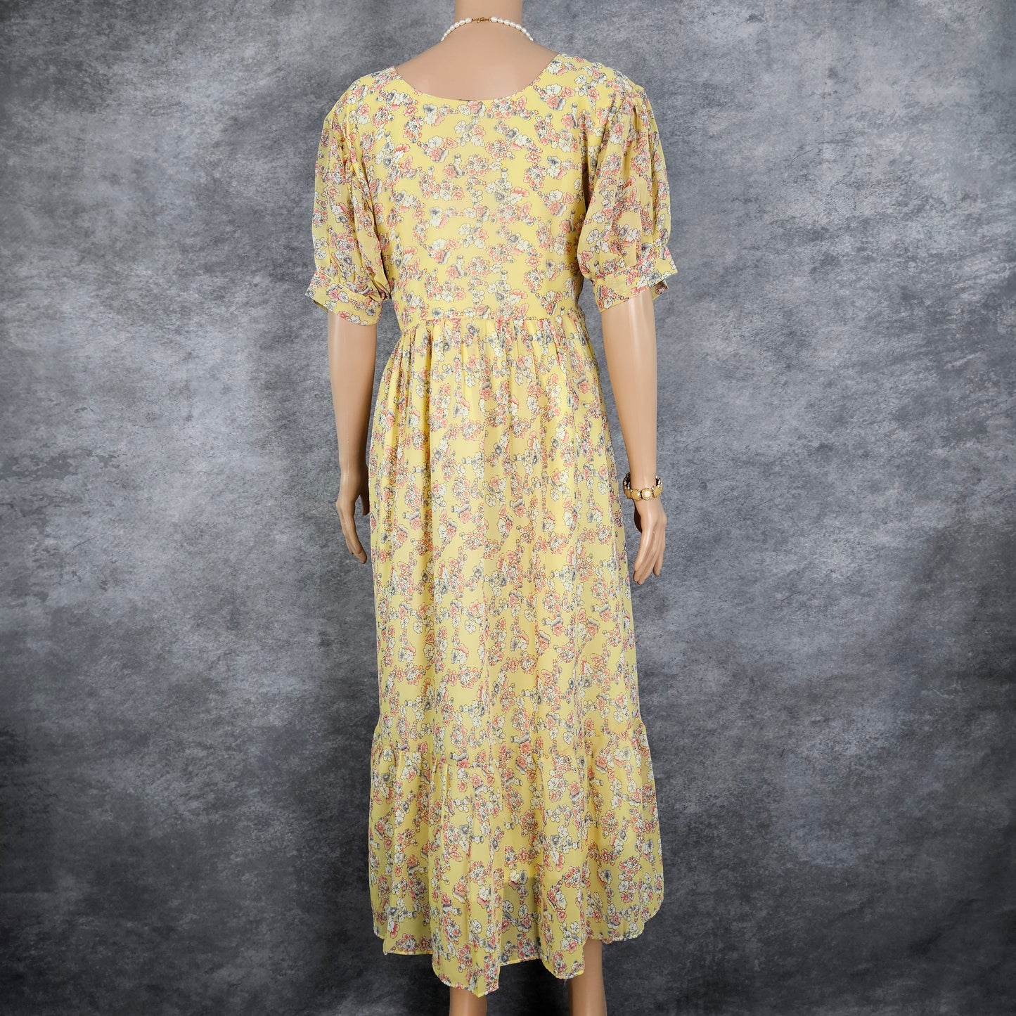 Light Yellow Floral Georgette Frock