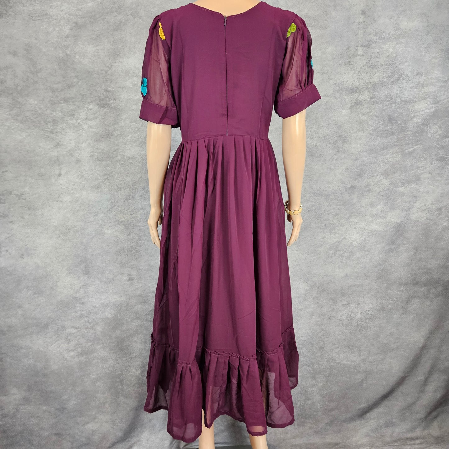 Wine Georgette Butterfly Frock