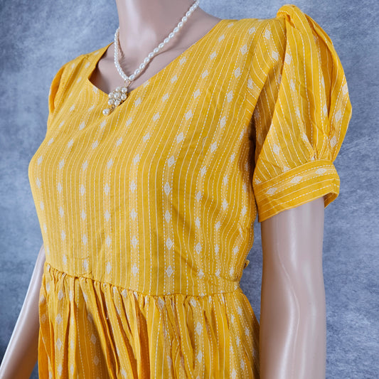 Yellow Ikkat Frock