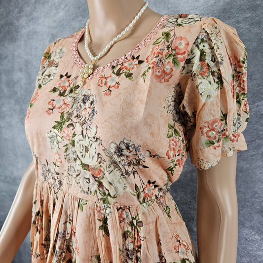 Peach Floral Frock