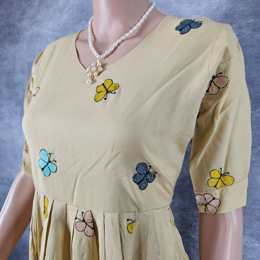 Beige Butterfly Frock