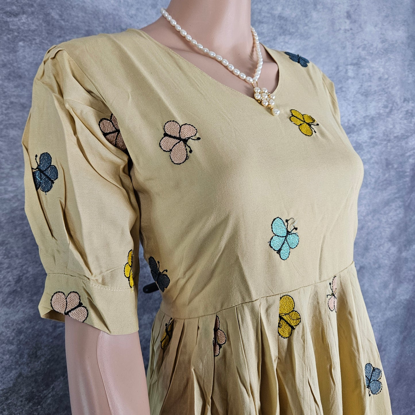 Beige Butterfly Frock