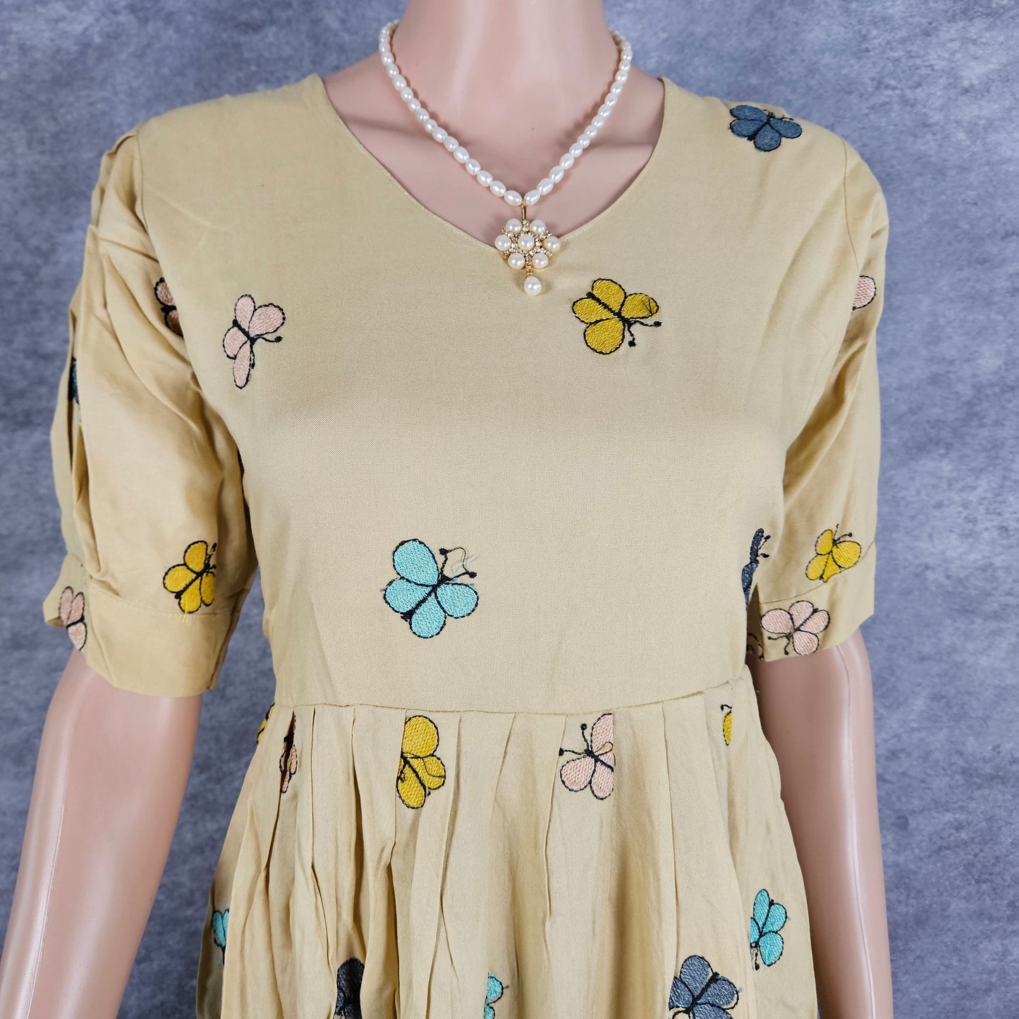 Beige Butterfly Frock