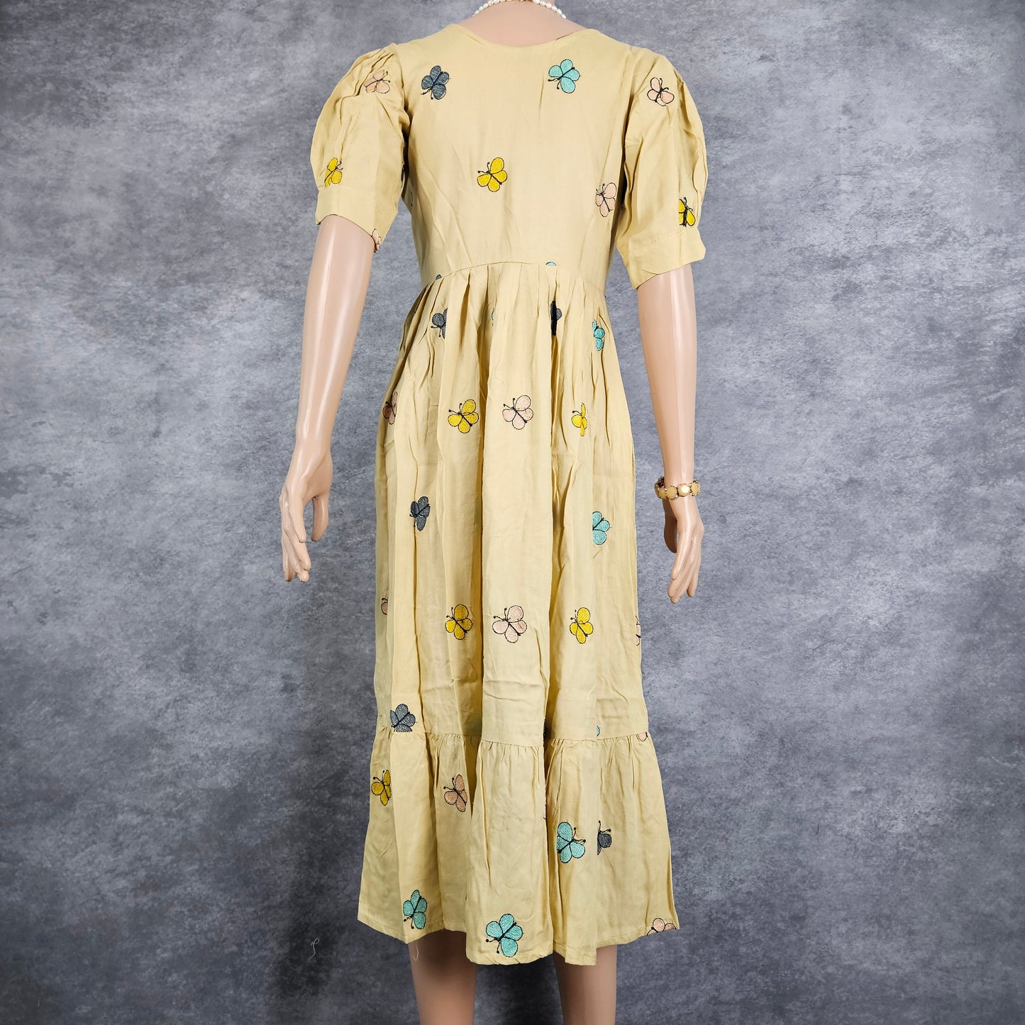 Beige Butterfly Frock