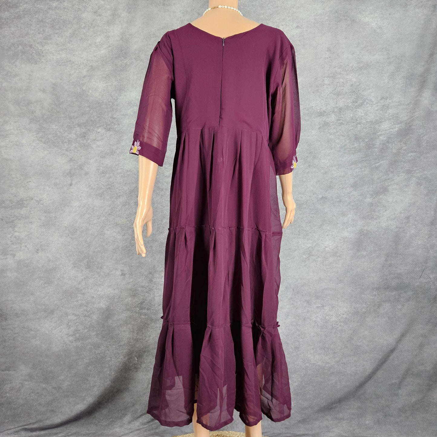 Wine Georgette Sunflower Frock