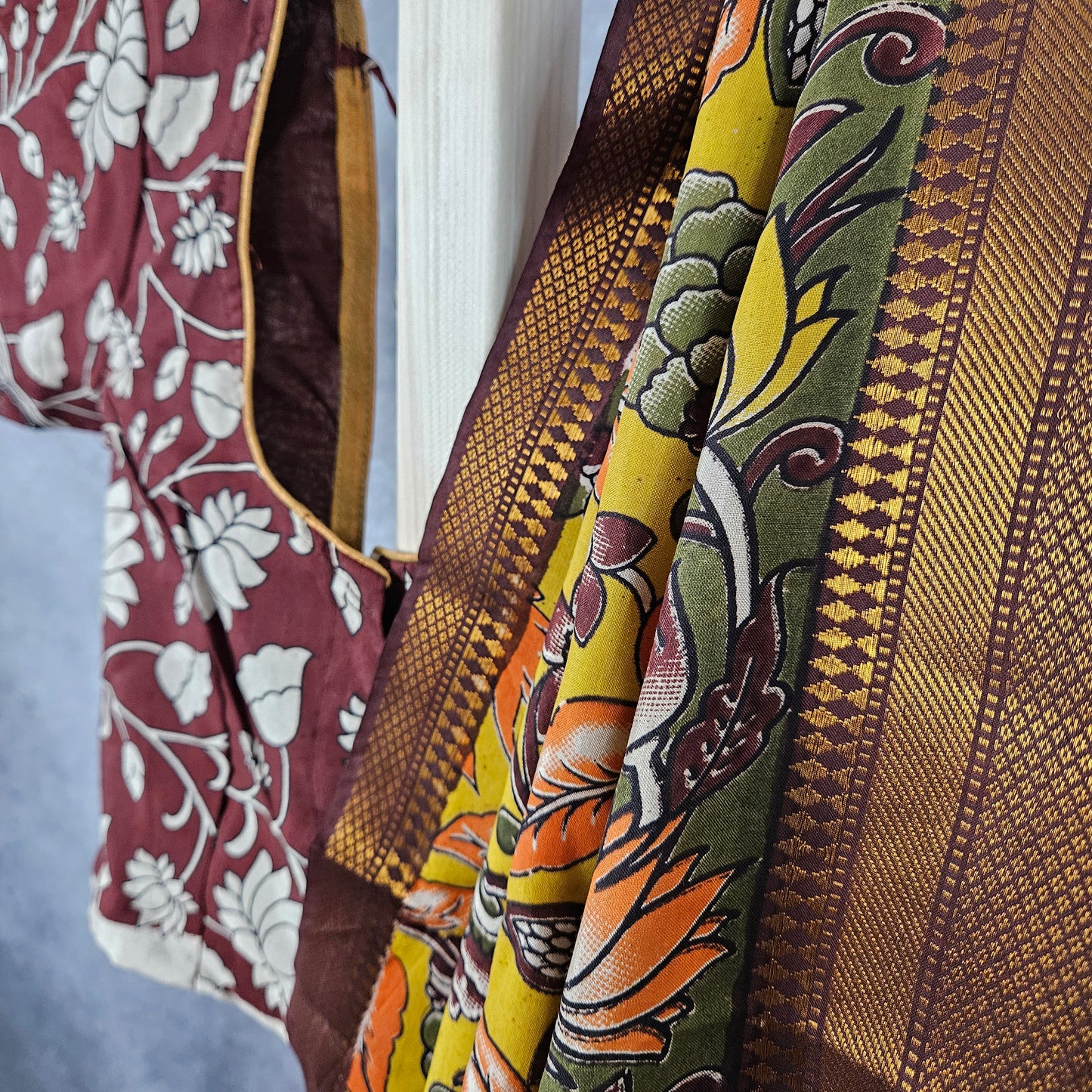 Citrine Yellow Kalamkari Silk Saree
