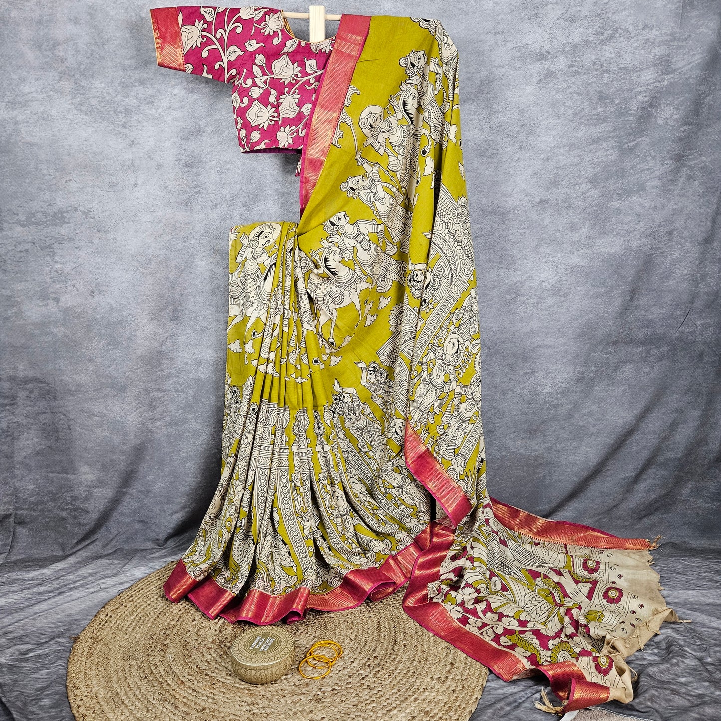 Persian Green Kalamkari Silk Saree